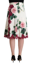 Load image into Gallery viewer, Dolce &amp; Gabbana White Rose Print High Waist Midi A-line Skirt
