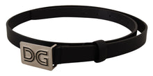 Load image into Gallery viewer, Dolce &amp; Gabbana Elegant Black Leather Belt with Silver Buckle
