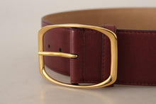 Load image into Gallery viewer, Dolce &amp; Gabbana Elegant Maroon Leather Belt with Gold Buckle
