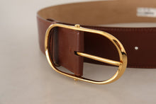 Load image into Gallery viewer, Dolce &amp; Gabbana Elegant Brown Leather Belt with Gold Buckle
