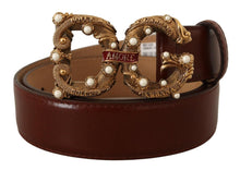 Load image into Gallery viewer, Dolce &amp; Gabbana Elegant Pearl-Embellished Leather Amore Belt
