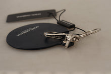 Load image into Gallery viewer, Dolce &amp; Gabbana Chic Black Leather Keychain with Silver Accents
