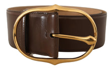 Load image into Gallery viewer, Dolce &amp; Gabbana Elegant Brown Leather Belt with Gold Buckle
