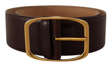 Load image into Gallery viewer, Dolce &amp; Gabbana Elegant Dark Brown Leather Belt with Gold Buckle
