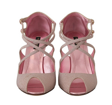 Load image into Gallery viewer, Dolce &amp; Gabbana Pink Glitter Peep Toe High Heels Sandals
