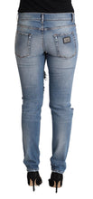 Load image into Gallery viewer, Dolce &amp; Gabbana Blue Distressed Cotton Denim Skinny Jeans
