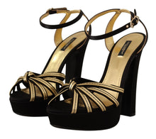 Load image into Gallery viewer, Dolce &amp; Gabbana Elegant Black Gold Ankle Strap Heels Sandals
