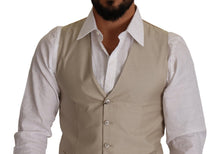 Load image into Gallery viewer, Dolce &amp; Gabbana Beige Cotton Silk Formal Dress Vest
