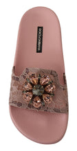 Load image into Gallery viewer, Dolce &amp; Gabbana Floral Lace Crystal Embellished Slide Flats
