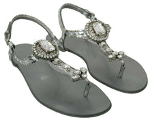 Load image into Gallery viewer, Dolce &amp; Gabbana Elegant Silver Flats with Crystal Embellishments
