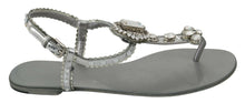 Load image into Gallery viewer, Dolce &amp; Gabbana Elegant Silver Flats with Crystal Embellishments
