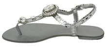 Load image into Gallery viewer, Dolce &amp; Gabbana Elegant Silver Flats with Crystal Embellishments
