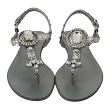 Load image into Gallery viewer, Dolce &amp; Gabbana Elegant Silver Flats with Crystal Embellishments
