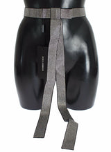 Load image into Gallery viewer, Dolce &amp; Gabbana Black Silk Crystal Bow Waist Belt Elegance
