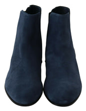 Load image into Gallery viewer, Dolce &amp; Gabbana Chic Blue Suede Mid-Calf Boots with Stud Details
