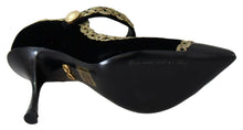 Load image into Gallery viewer, Dolce &amp; Gabbana Elegant Gold-Embroidered Black Velvet Pumps
