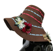 Load image into Gallery viewer, Dolce &amp; Gabbana Brown Knitted Straw Floral Hat
