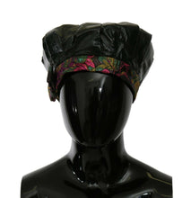 Load image into Gallery viewer, Dolce &amp; Gabbana Black Lamb Leather Floral Print Beret Hat
