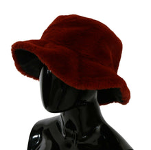 Load image into Gallery viewer, Dolce &amp; Gabbana Red Bordeaux Fur Wide Brim Bucket  Hat
