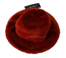 Load image into Gallery viewer, Dolce &amp; Gabbana Red Bordeaux Fur Wide Brim Bucket  Hat
