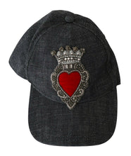 Load image into Gallery viewer, Dolce &amp; Gabbana Blue Denim Embroidered Heart Design Cap
