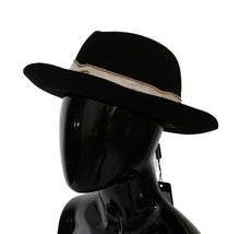 Load image into Gallery viewer, Dolce &amp; Gabbana Black Lapin Amor Gignit Wide Brim Panama Hat
