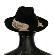 Load image into Gallery viewer, Dolce &amp; Gabbana Black Lapin Amor Gignit Wide Brim Panama Hat
