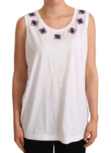 Load image into Gallery viewer, Dolce &amp; Gabbana Floral Trim Logo Tank Top in White
