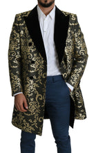 Load image into Gallery viewer, Dolce &amp; Gabbana Black Gold Jacquard Long Coat SICILIA Jacket
