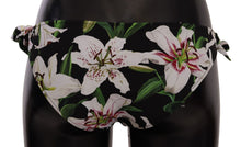 Load image into Gallery viewer, Dolce &amp; Gabbana Bikini Bottom Black Lily Print Swimsuit Swimwear
