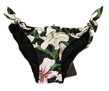 Load image into Gallery viewer, Dolce &amp; Gabbana Bikini Bottom Black Lily Print Swimsuit Swimwear
