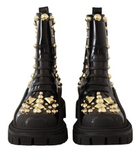 Load image into Gallery viewer, Dolce &amp; Gabbana Studded Leather Combat Boots with Embroidery
