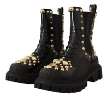 Load image into Gallery viewer, Dolce &amp; Gabbana Studded Leather Combat Boots with Embroidery
