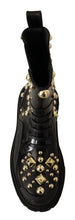 Load image into Gallery viewer, Dolce &amp; Gabbana Studded Leather Combat Boots with Embroidery
