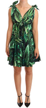 Load image into Gallery viewer, Dolce &amp; Gabbana Green Leaves Print Cotton Flared Mini Dress
