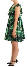 Load image into Gallery viewer, Dolce &amp; Gabbana Green Leaves Print Cotton Flared Mini Dress
