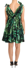 Load image into Gallery viewer, Dolce &amp; Gabbana Green Leaves Print Cotton Flared Mini Dress
