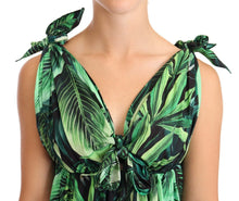 Load image into Gallery viewer, Dolce &amp; Gabbana Green Leaves Print Cotton Flared Mini Dress
