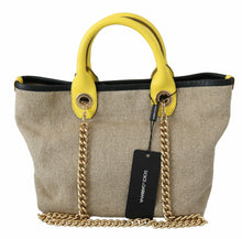 Load image into Gallery viewer, Dolce &amp; Gabbana Beige Linen-Calf Tote with Gold Chain
