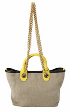 Load image into Gallery viewer, Dolce &amp; Gabbana Beige Linen-Calf Tote with Gold Chain
