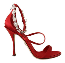 Load image into Gallery viewer, Dolce &amp; Gabbana Red Crystal-Embellished Heel Sandals
