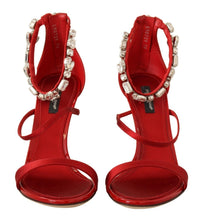 Load image into Gallery viewer, Dolce &amp; Gabbana Red Crystal-Embellished Heel Sandals
