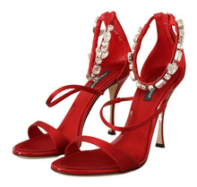 Load image into Gallery viewer, Dolce &amp; Gabbana Red Crystal-Embellished Heel Sandals
