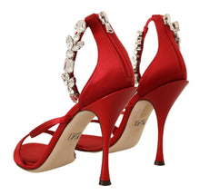 Load image into Gallery viewer, Dolce &amp; Gabbana Red Crystal-Embellished Heel Sandals
