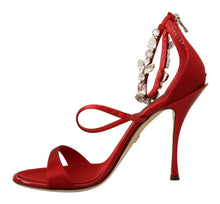 Load image into Gallery viewer, Dolce &amp; Gabbana Red Crystal-Embellished Heel Sandals
