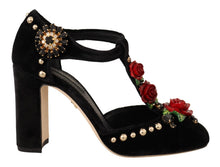 Load image into Gallery viewer, Dolce &amp; Gabbana Elegant Velvet T-Strap Mary Jane Pumps
