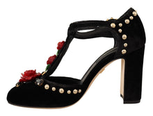 Load image into Gallery viewer, Dolce &amp; Gabbana Elegant Velvet T-Strap Mary Jane Pumps
