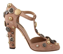 Load image into Gallery viewer, Dolce &amp; Gabbana Glamorous Suede T-Strap Pumps with Embellishment
