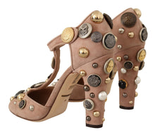 Load image into Gallery viewer, Dolce &amp; Gabbana Glamorous Suede T-Strap Pumps with Embellishment
