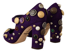 Load image into Gallery viewer, Dolce &amp; Gabbana Elegant Suede Heels with Jewel Buttons
